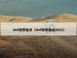 dnf剑宗加点（dnf剑宗加点2021）