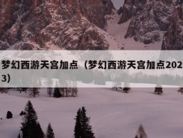 梦幻西游天宫加点（梦幻西游天宫加点2023）