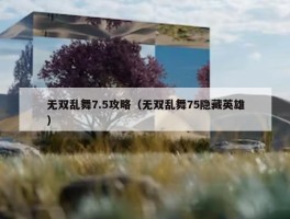 无双乱舞7.5攻略（无双乱舞75隐藏英雄）