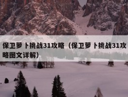 保卫萝卜挑战31攻略（保卫萝卜挑战31攻略图文详解）