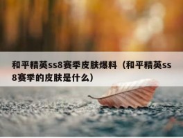 和平精英ss8赛季皮肤爆料（和平精英ss8赛季的皮肤是什么）