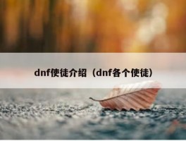 dnf使徒介绍（dnf各个使徒）