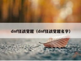 dnf狂战觉醒（dnf狂战觉醒名字）