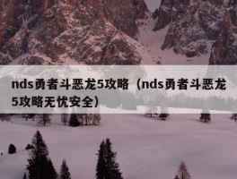 nds勇者斗恶龙5攻略（nds勇者斗恶龙5攻略无忧安全）