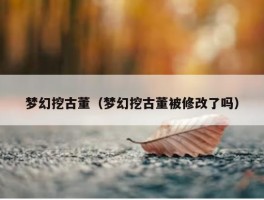 梦幻挖古董（梦幻挖古董被修改了吗）