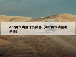 dnf男气功用什么武器（dnf男气功输出手法）