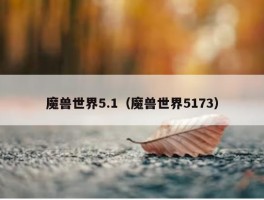 魔兽世界5.1（魔兽世界5173）