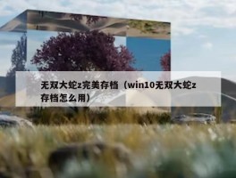 无双大蛇z完美存档（win10无双大蛇z存档怎么用）