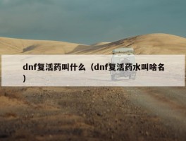 dnf复活药叫什么（dnf复活药水叫啥名）