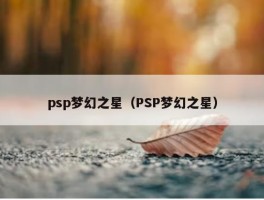 psp梦幻之星（PSP梦幻之星）