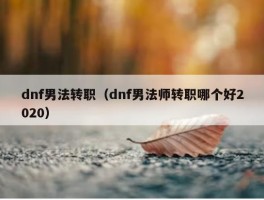 dnf男法转职（dnf男法师转职哪个好2020）