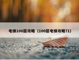 电梯100层攻略（100层电梯攻略71）