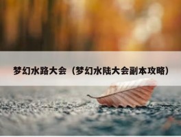 梦幻水路大会（梦幻水陆大会副本攻略）