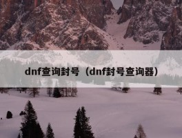 dnf查询封号（dnf封号查询器）