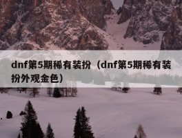 dnf第5期稀有装扮（dnf第5期稀有装扮外观金色）