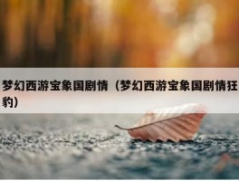 梦幻西游宝象国剧情（梦幻西游宝象国剧情狂豹）