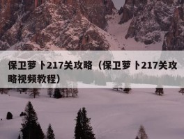 保卫萝卜217关攻略（保卫萝卜217关攻略视频教程）