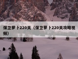 保卫萝卜220关（保卫萝卜220关攻略视频）