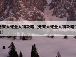 无双大蛇全人物攻略（无双大蛇全人物攻略道具）