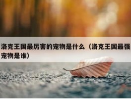 洛克王国最厉害的宠物是什么（洛克王国最强宠物是谁）