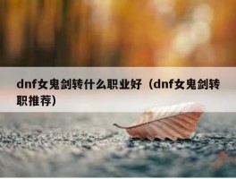 dnf女鬼剑转什么职业好（dnf女鬼剑转职推荐）