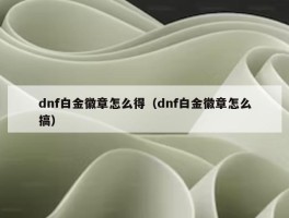 dnf白金徽章怎么得（dnf白金徽章怎么搞）