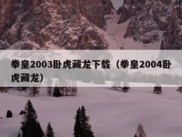 拳皇2003卧虎藏龙下载（拳皇2004卧虎藏龙）