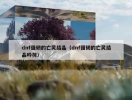 dnf强韧的亡灵结晶（dnf强韧的亡灵结晶吟荷）