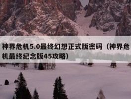 神界危机5.0最终幻想正式版密码（神界危机最终纪念版45攻略）