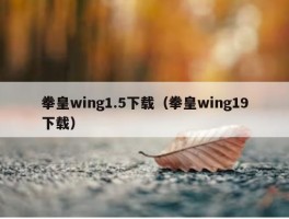 拳皇wing1.5下载（拳皇wing19下载）