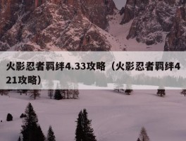 火影忍者羁绊4.33攻略（火影忍者羁绊421攻略）