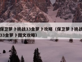 保卫萝卜挑战33金萝卜攻略（保卫萝卜挑战33金萝卜图文攻略）