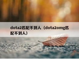 dota2匹配不到人（dota2omg匹配不到人）