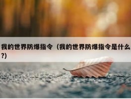 我的世界防爆指令（我的世界防爆指令是什么?）