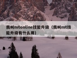 我叫mtonline技能升级（我叫mt技能升级有什么用）