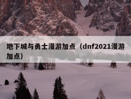 地下城与勇士漫游加点（dnf2021漫游加点）