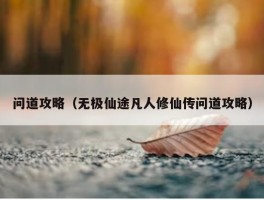 问道攻略（无极仙途凡人修仙传问道攻略）