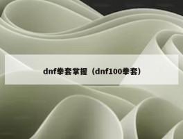 dnf拳套掌握（dnf100拳套）