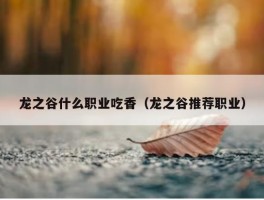 龙之谷什么职业吃香（龙之谷推荐职业）