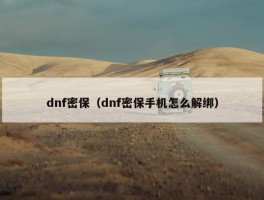 dnf密保（dnf密保手机怎么解绑）