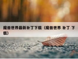 魔兽世界最新补丁下载（魔兽世界 补丁 下载）