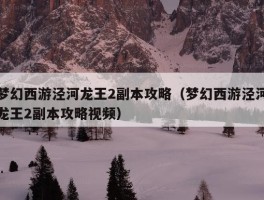 梦幻西游泾河龙王2副本攻略（梦幻西游泾河龙王2副本攻略视频）