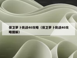 保卫萝卜挑战40攻略（保卫萝卜挑战40攻略图解）